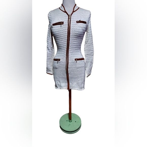 Boston Proper Sweaters - boston proper xxs Jacket Mini Knit Dress Chunky Sweater Duster White flaw- colla
